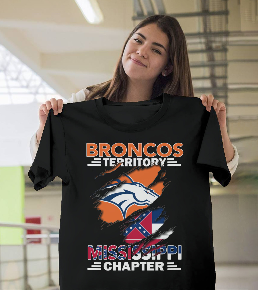 Broncos Territory Mississippi Chapter Mississippi Flag Broncos T-Shirt