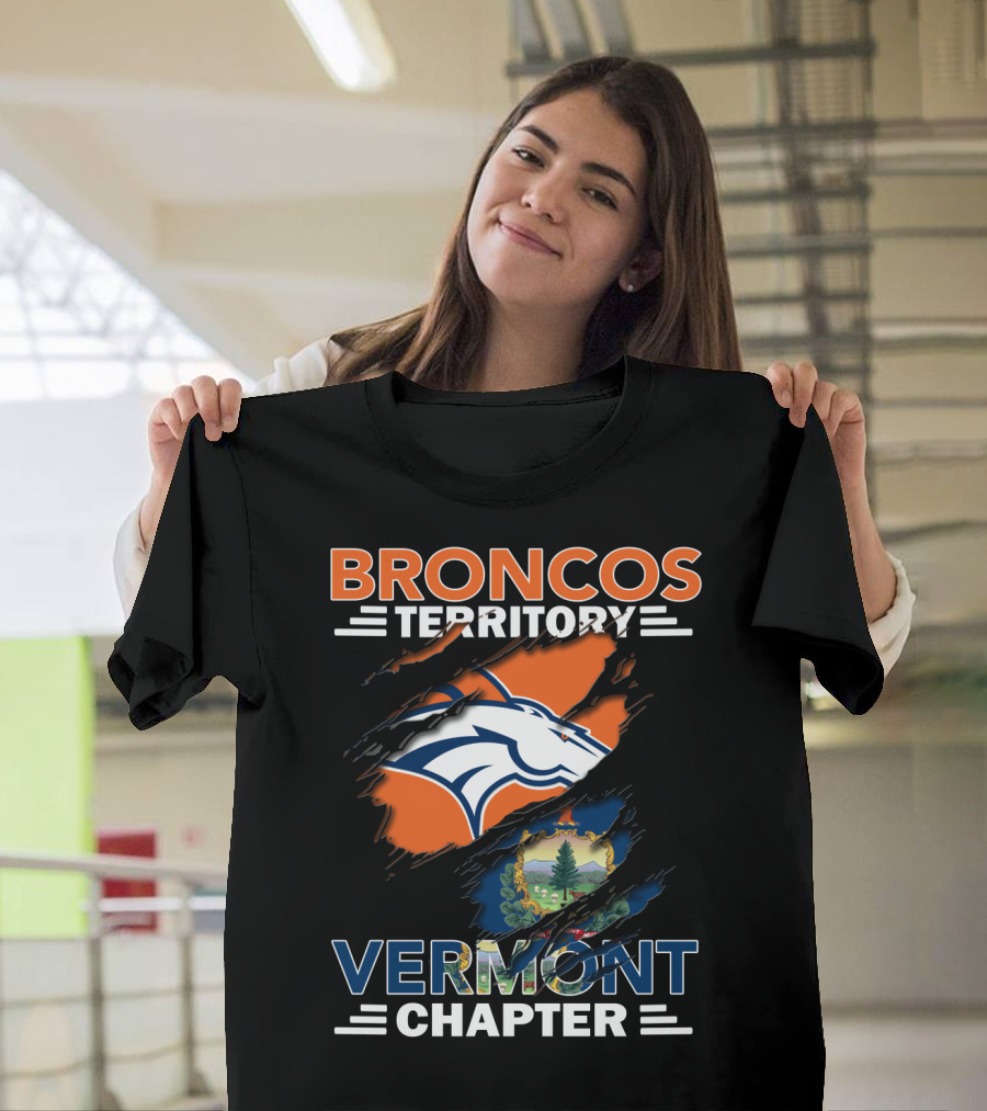 Broncos Territory Vermont Chapter Logo And Vermont Flag Integration T-Shirt