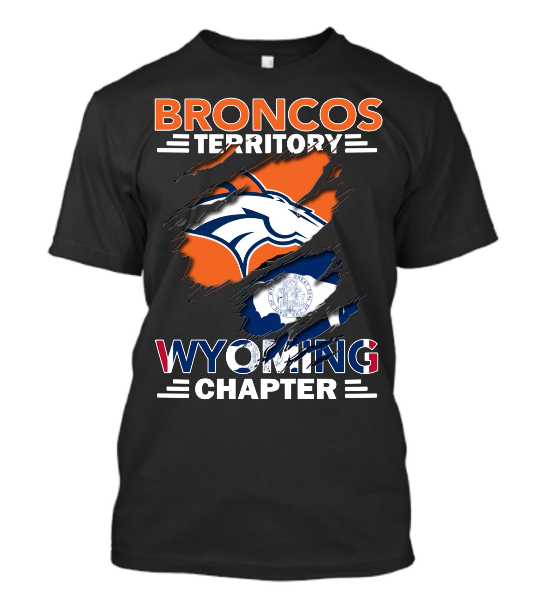 Broncos Territory Wyoming Chapter Broncos Logo Wyoming Flag T-Shirt