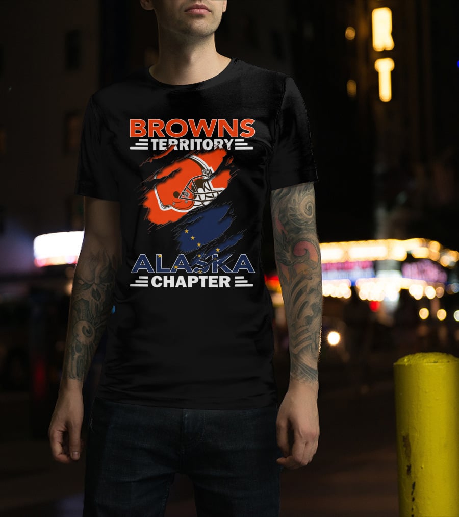 Browns Territory Alaska Chapter Football Helmet And Alaska Flag Integration T-Shirt
