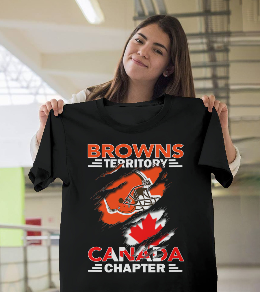 Browns Territory Canada Chapter Helmet And Maple Leaf T-Shirt