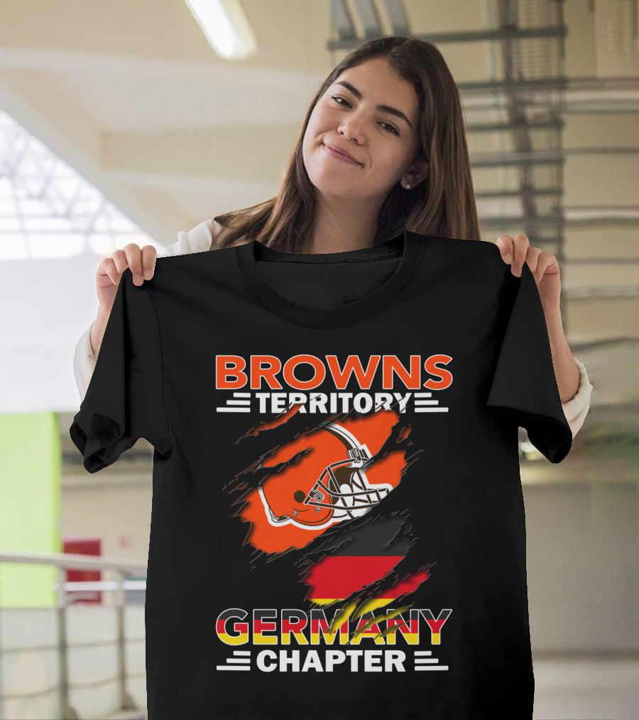 Browns Territory Germany Chapter Helmet and Flag T-Shirt