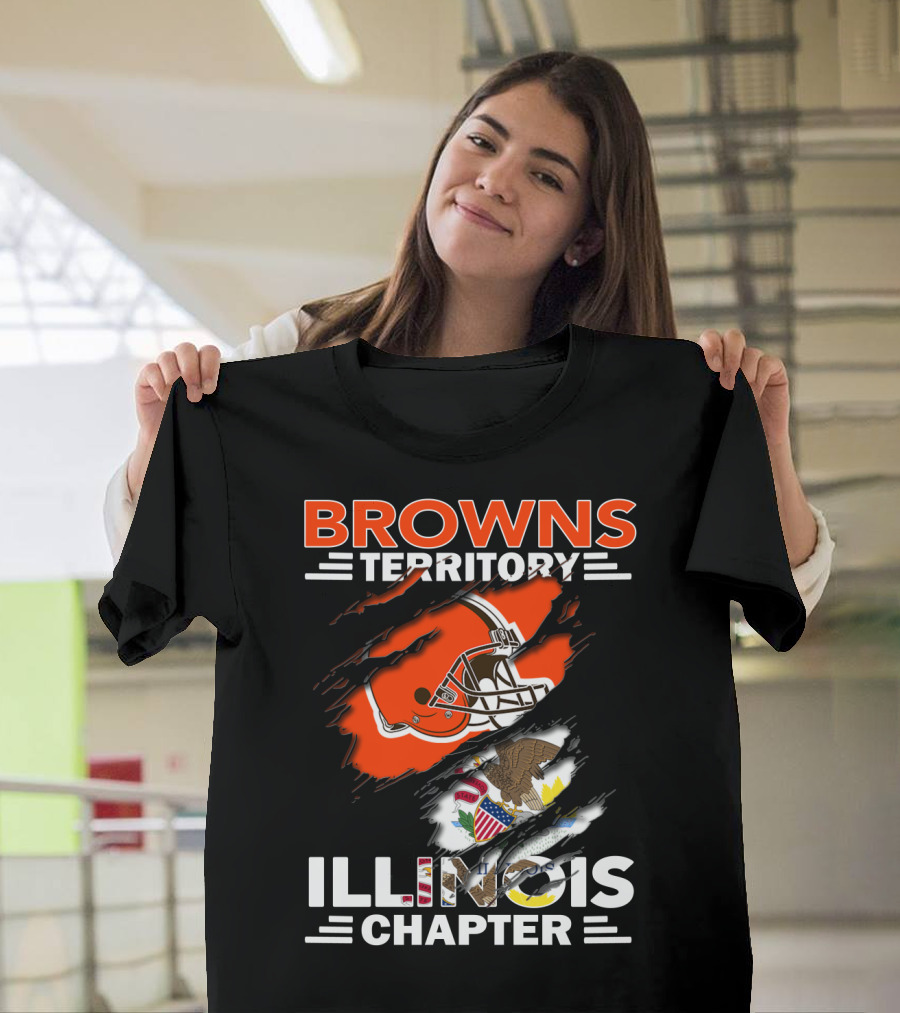 Browns Territory Illinois Chapter Helmet And American Eagle T-Shirt