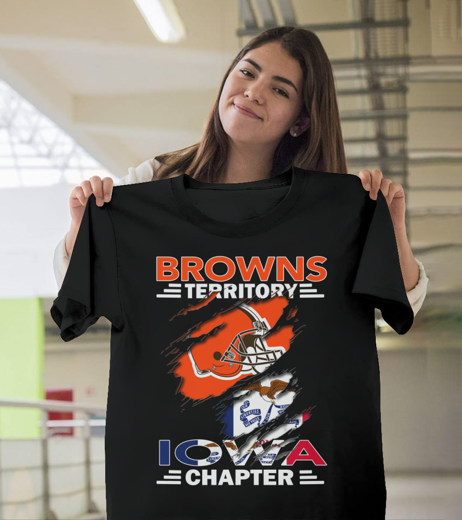 Browns Territory Iowa Chapter Helmet and Flag T-Shirt