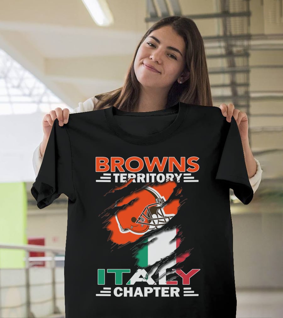 Browns Territory Italy Chapter Cleveland Football Helmet And Italian Flag T-Shirt