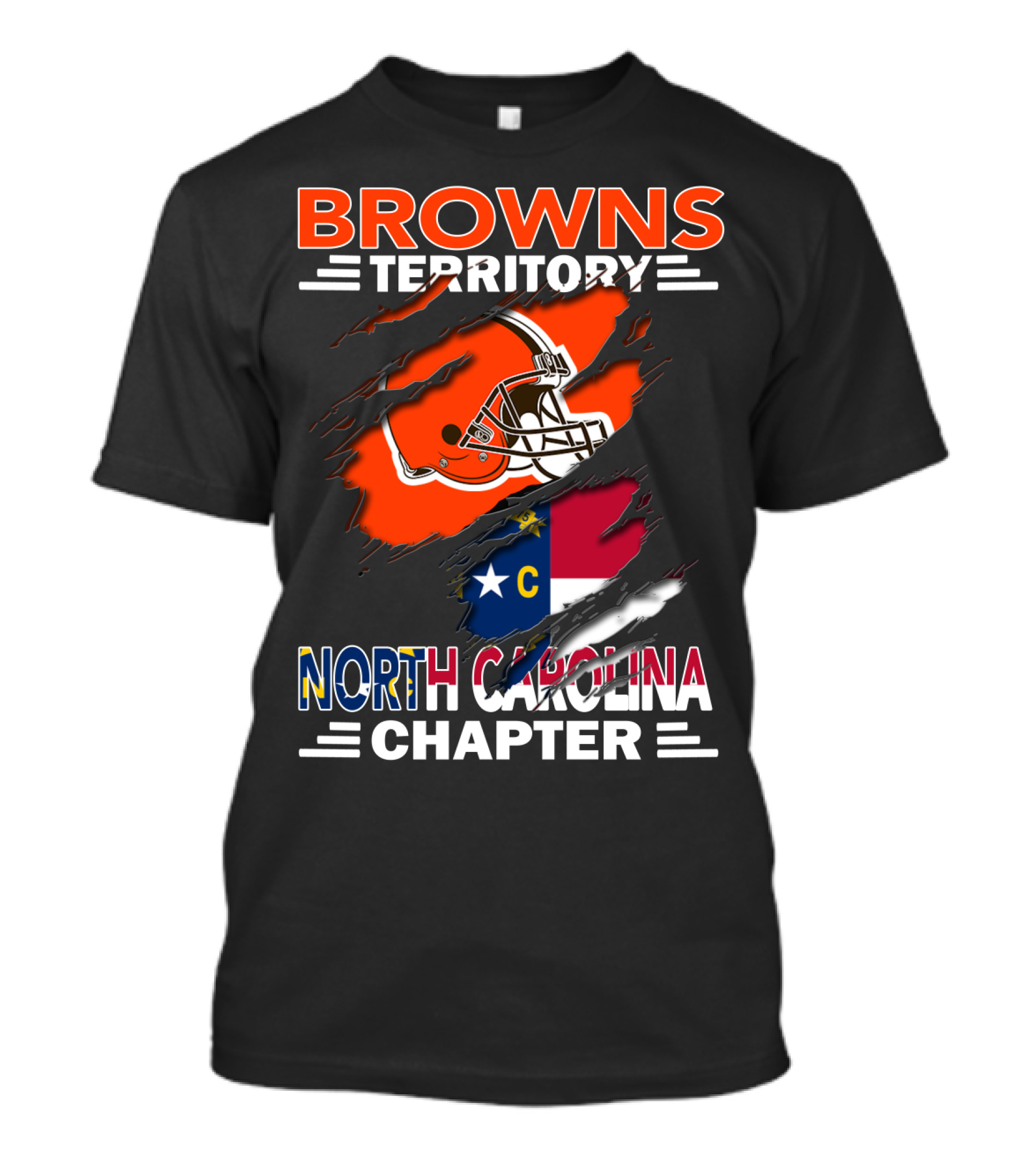 Browns Territory North Carolina Chapter Helmet And Flag T-Shirt