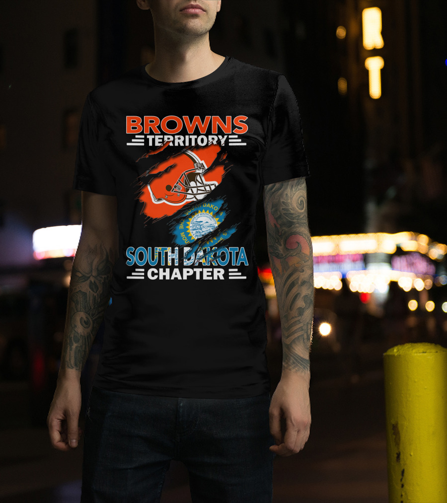 Browns Territory Football Helmet South Dakota Chapter State Seal T-Shirt