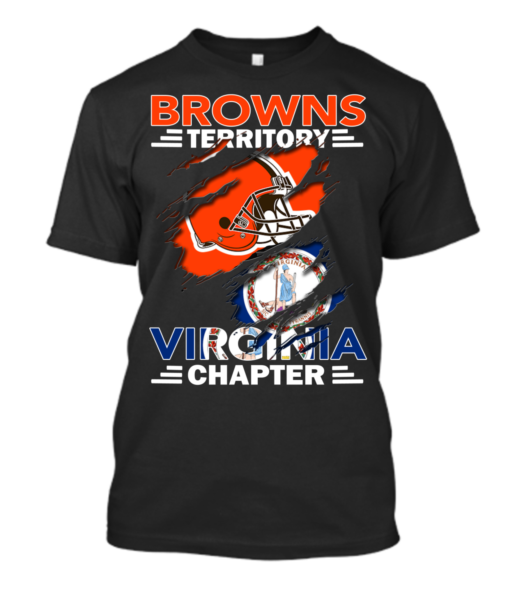 Browns Territory Virginia Chapter Helmet Virginia State Flag Fusion T-Shirt