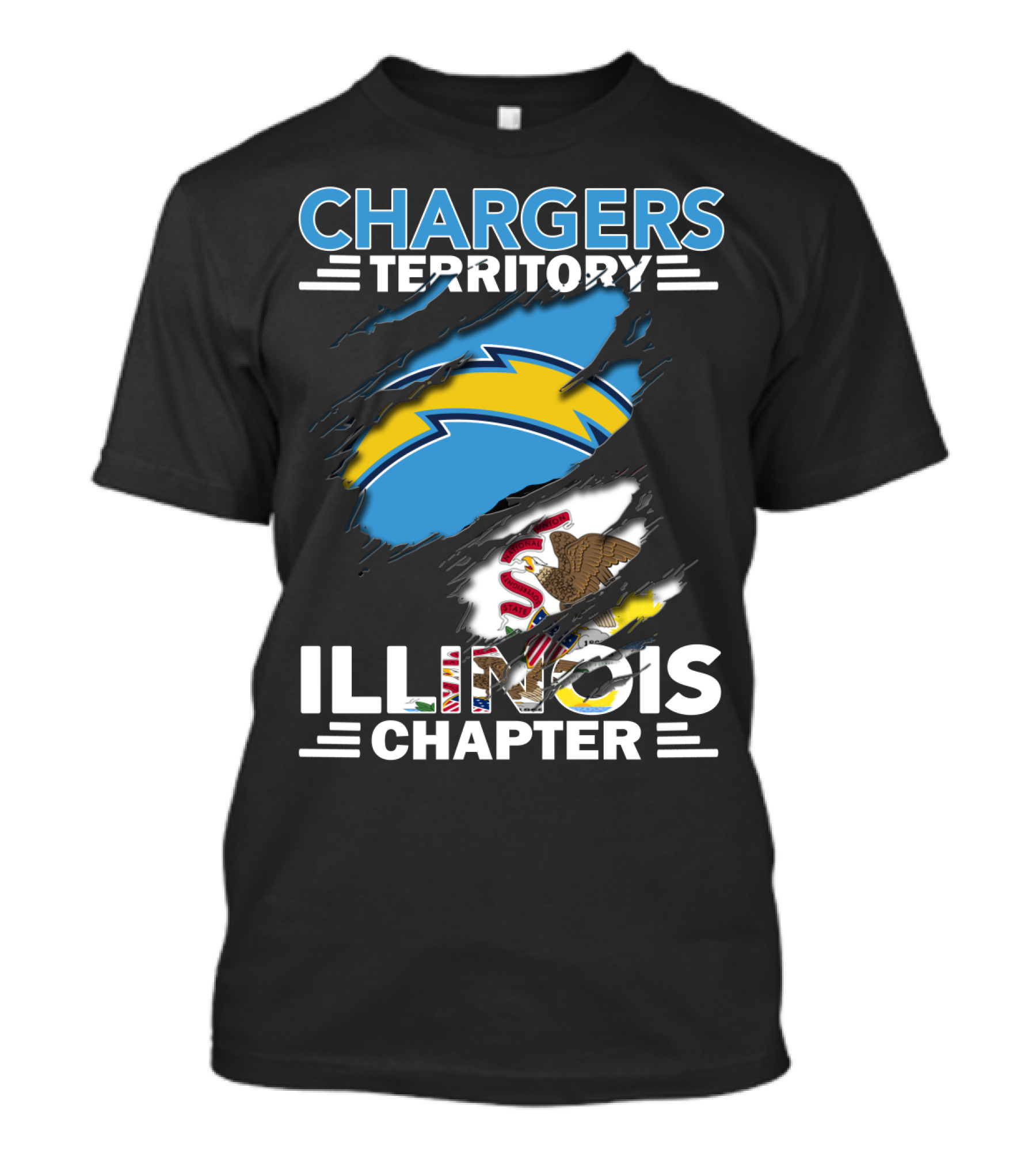 Chargers Territory Illinois Chapter State Flag Bolt T-Shirt