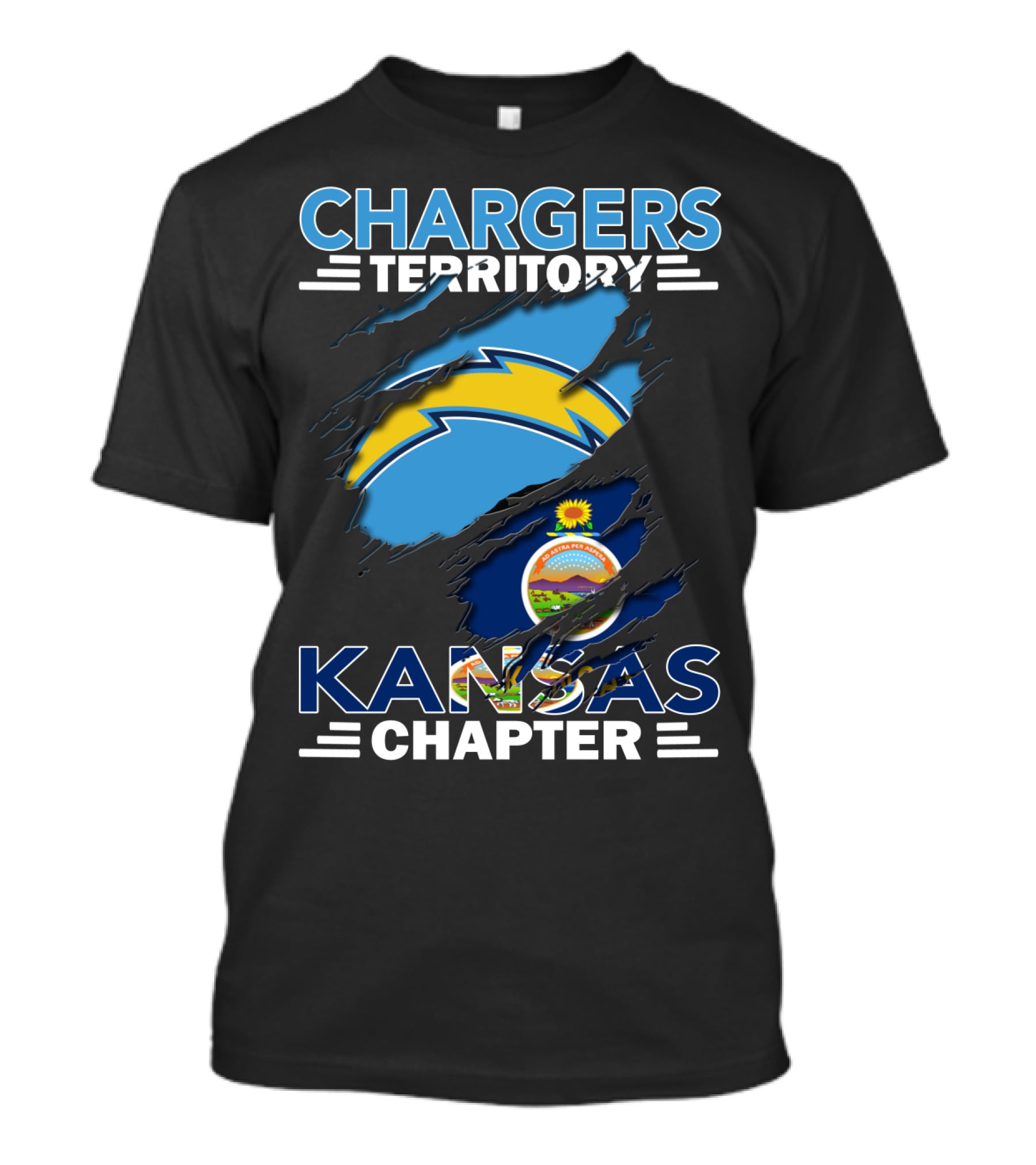 Chargers Territory Kansas Chapter Kansas Flag And Chargers T-Shirt