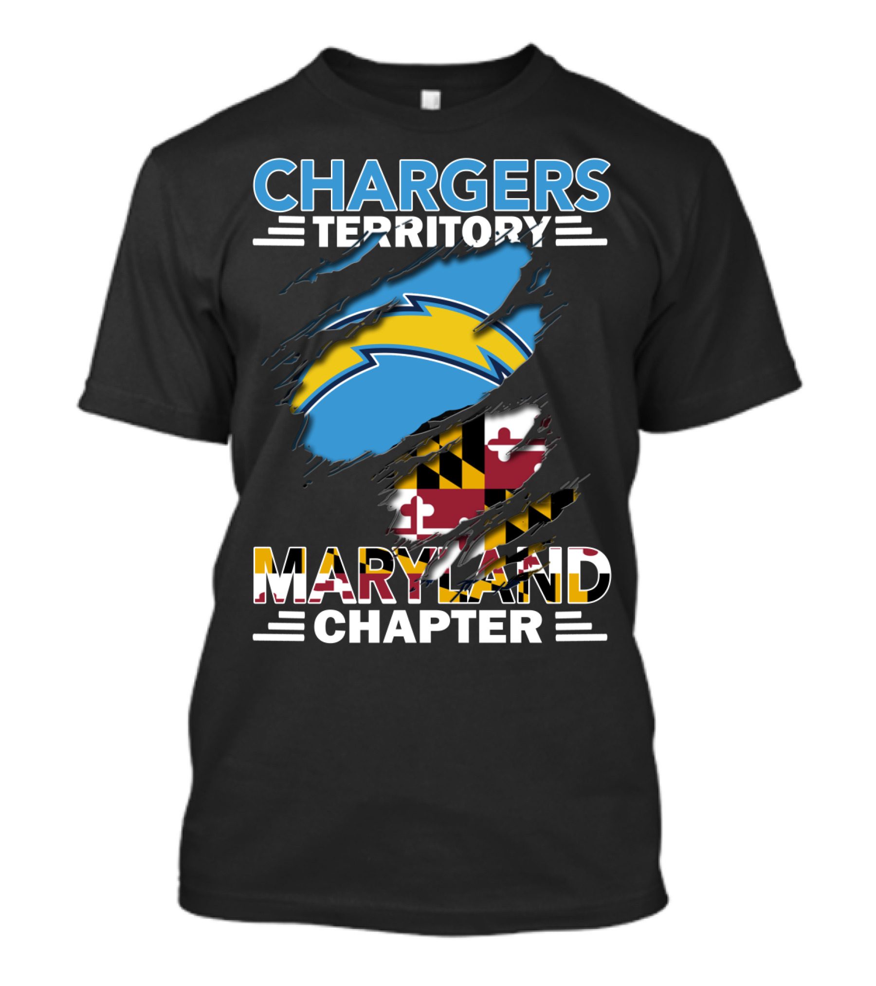 Chargers Territory Maryland Chapter With Maryland Flag And Chargers T-Shirt