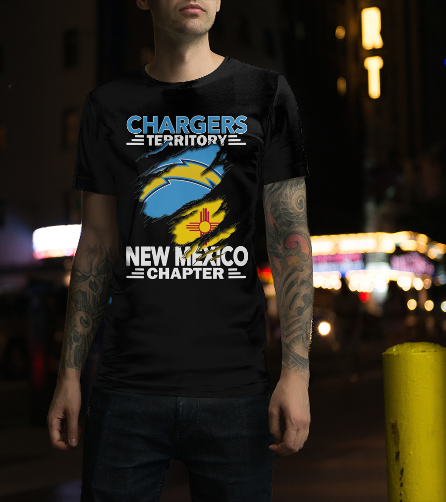Chargers Territory New Mexico Chapter Torn Flags Zia Symbol Bolt T-Shirt