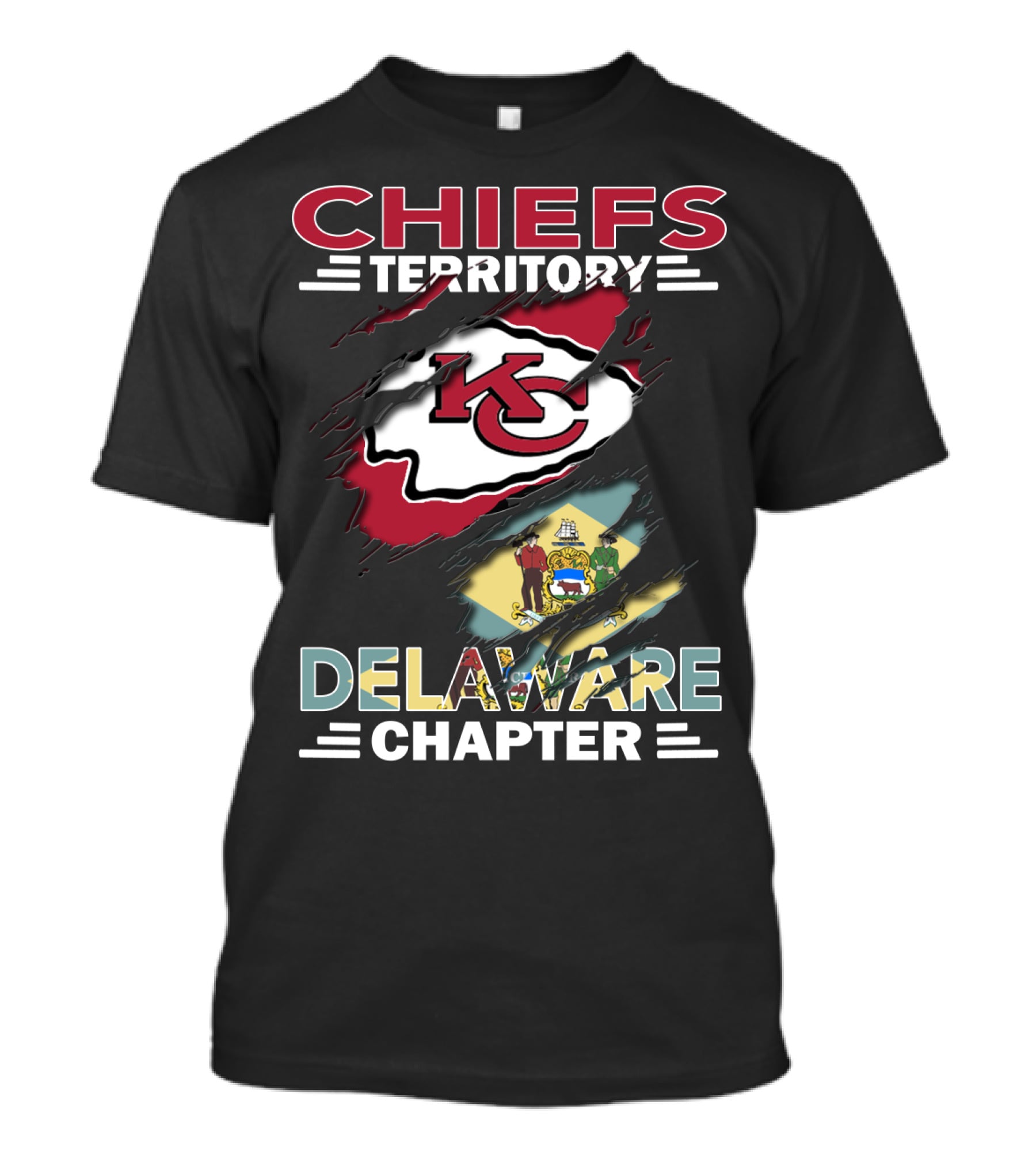 Chiefs Territory Delaware Chapter Kansas City Logo State Flag T-Shirt