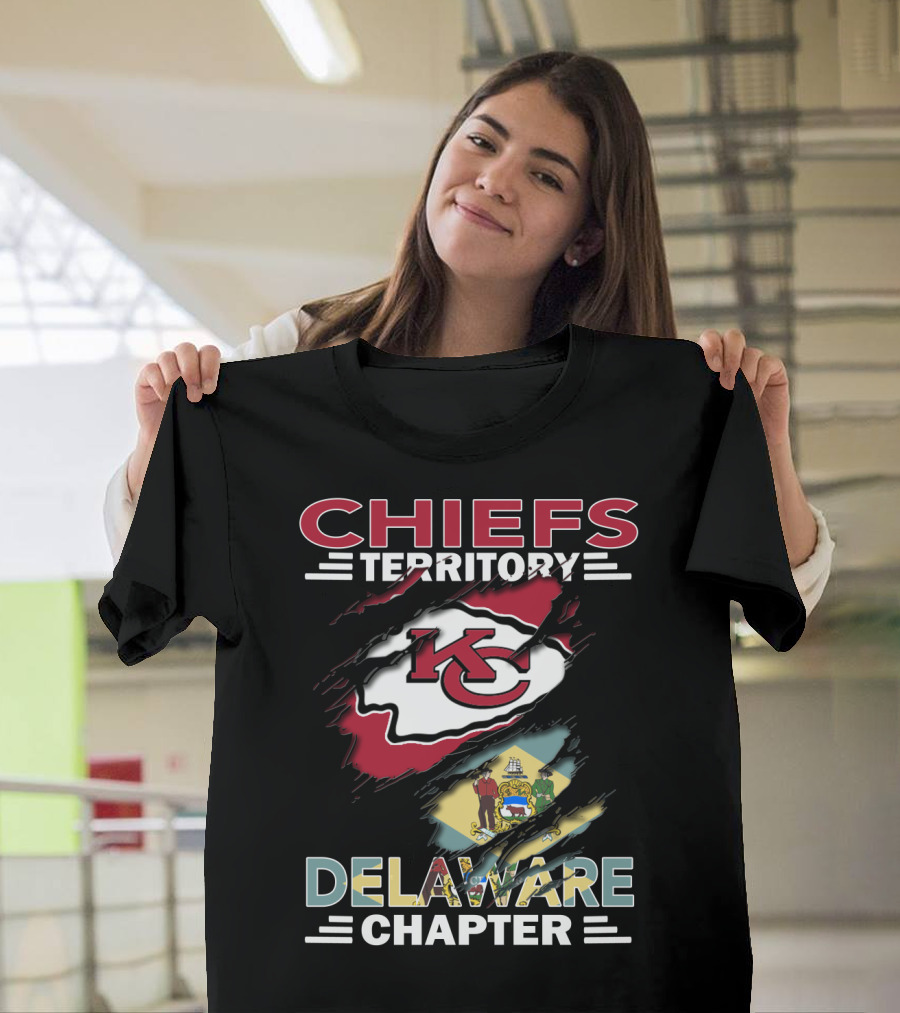 Chiefs Territory Delaware Chapter Kansas City Logo State Flag T-Shirt