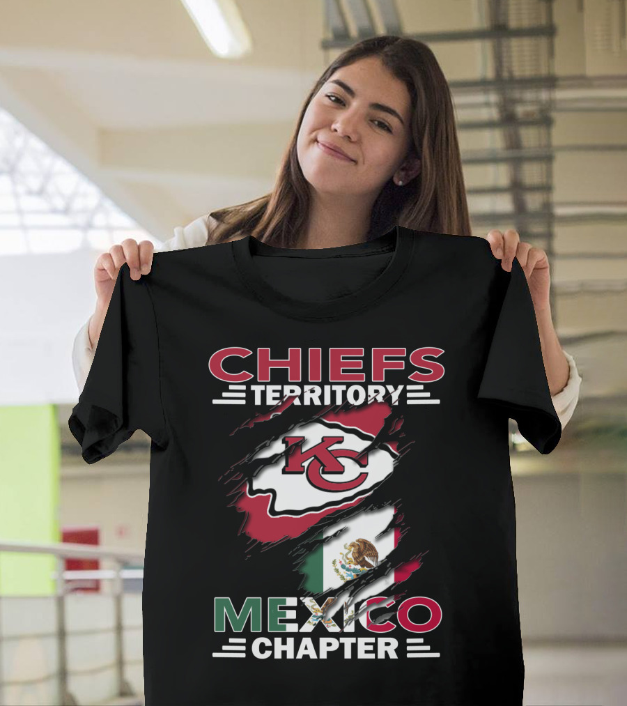 Chiefs Territory Mexico Chapter KC Logo and Mexican Flag Integration T-Shirt