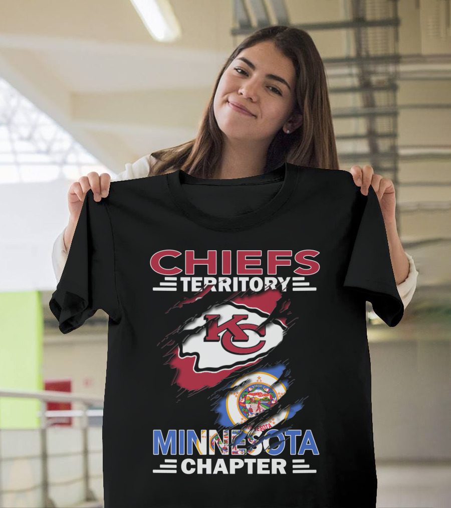 Chiefs Territory Minnesota Chapter With Kansas City Logo And Minnesota State Emblem T-Shirt