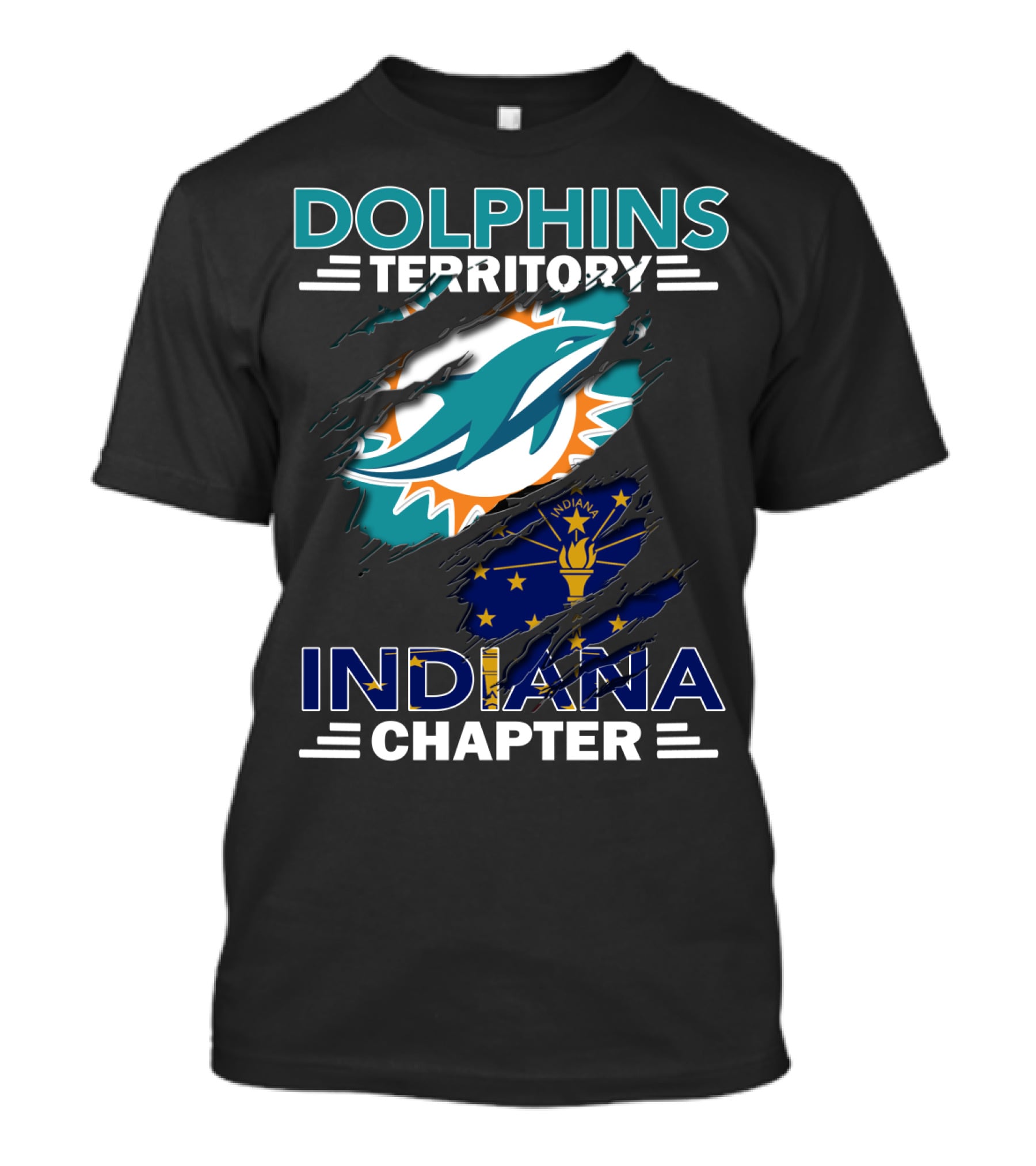 Dolphins Territory Indiana Chapter Miami Logo Indiana Flag Combination T-Shirt