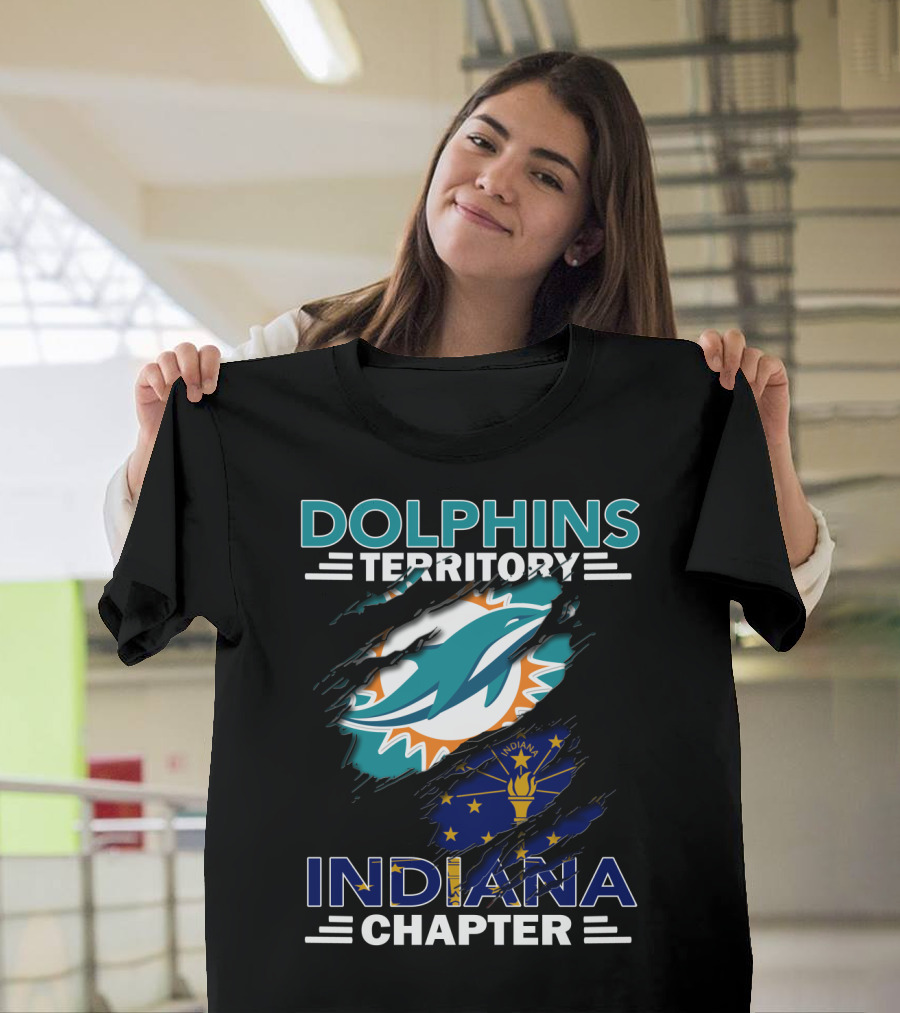 Dolphins Territory Indiana Chapter Miami Logo Indiana Flag Combination T-Shirt