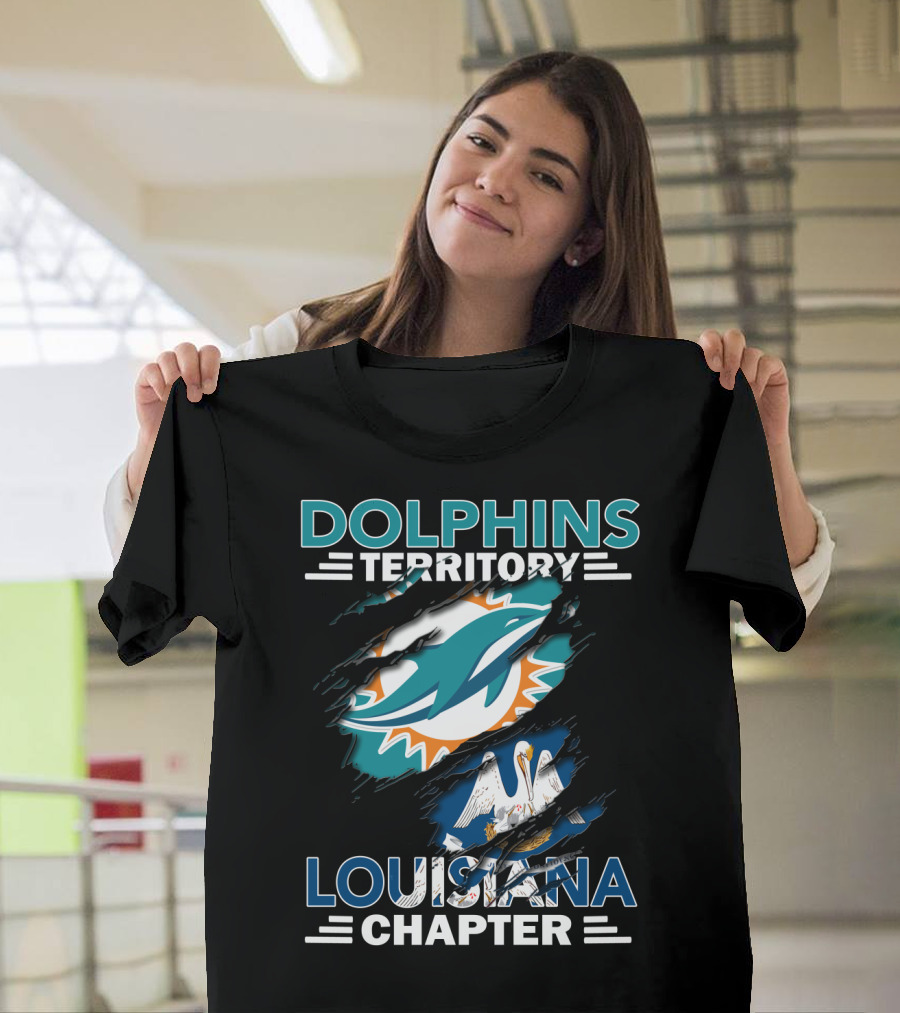 Dolphins Territory Louisiana Chapter Miami Dolphins New Orleans Fan Group T-Shirt