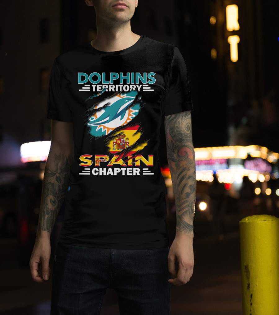 Dolphins Territory Spain Chapter Miami Dolphins Spain Flag T-Shirt