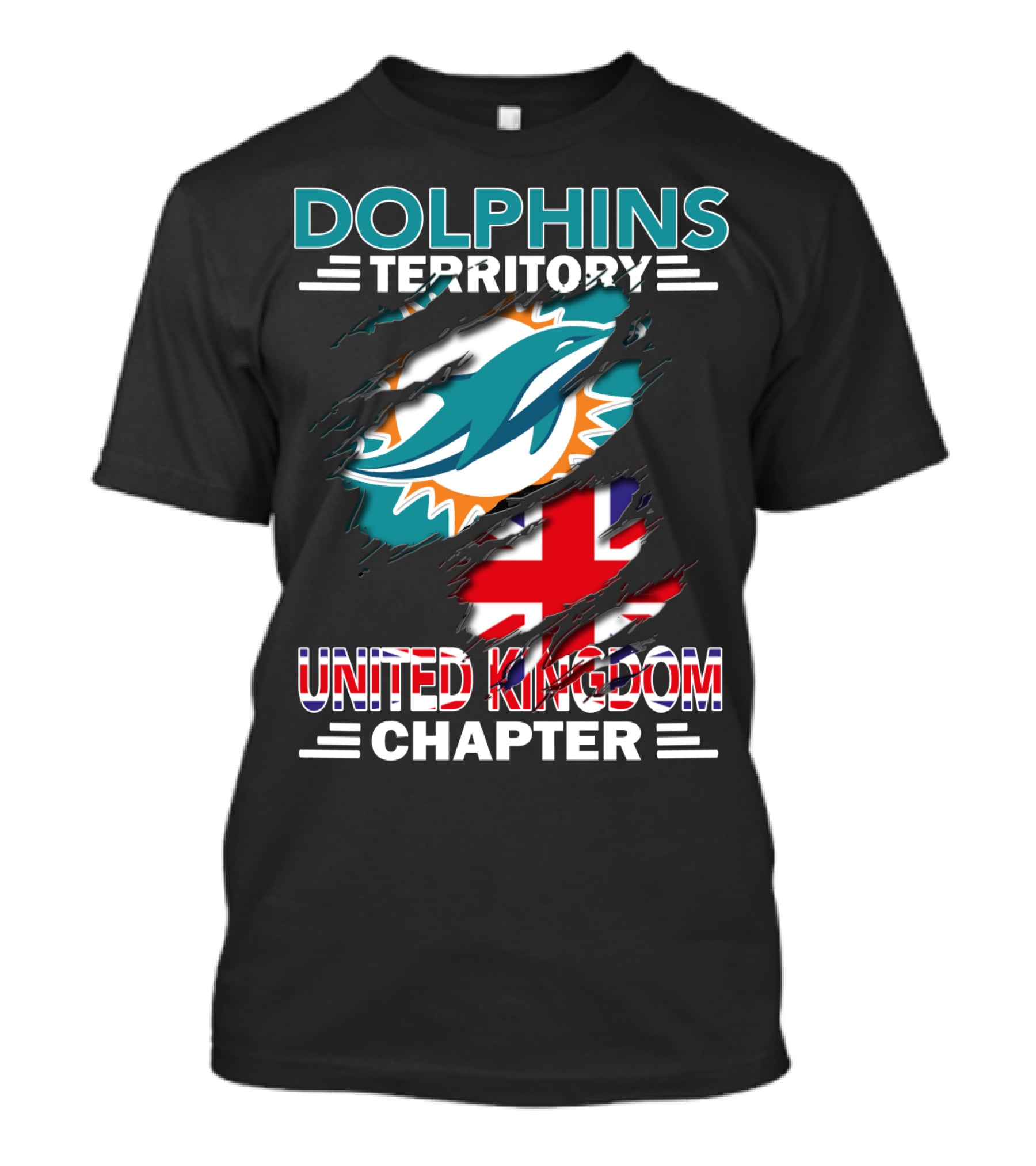 Dolphins Territory United Kingdom Chapter Miami Dolphins Union Jack T-Shirt