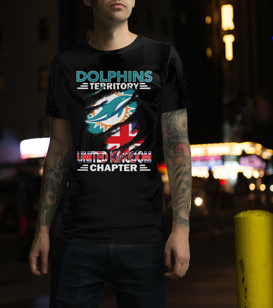 Dolphins Territory United Kingdom Chapter Miami Dolphins Union Jack T-Shirt