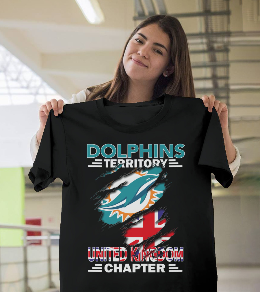 Dolphins Territory United Kingdom Chapter Miami Dolphins Union Jack T-Shirt