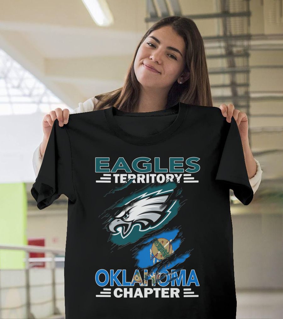 Eagles Territory Oklahoma Chapter Philadelphia Eagles Logo And State Flag T-Shirt