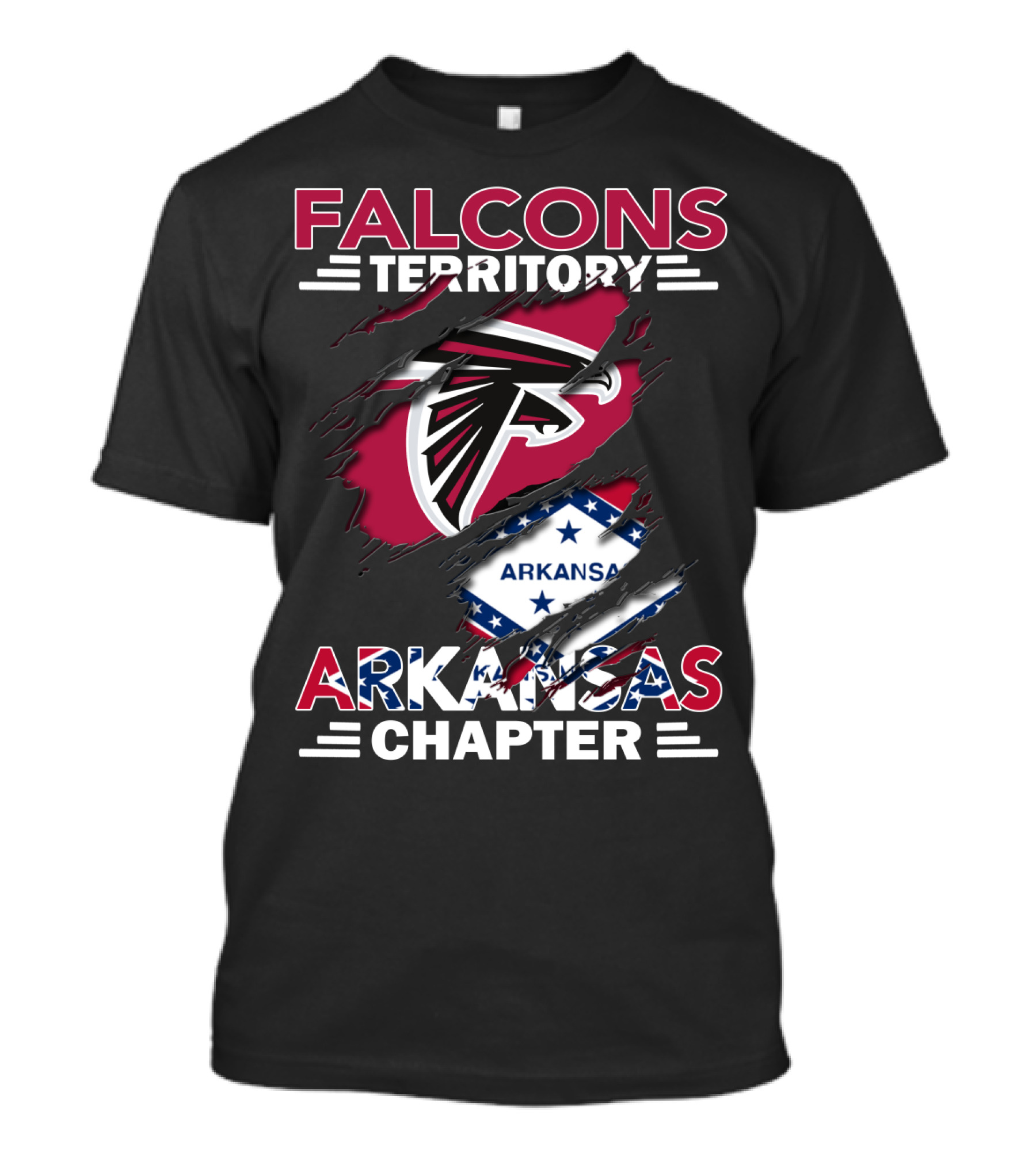 Falcons Territory Arkansas Chapter Falcons Logo And Arkansas Shape T-Shirt