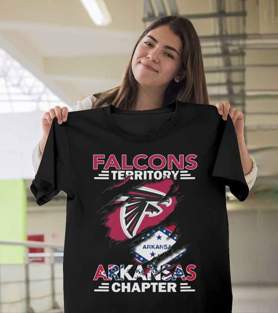 Falcons Territory Arkansas Chapter Falcons Logo And Arkansas Shape T-Shirt