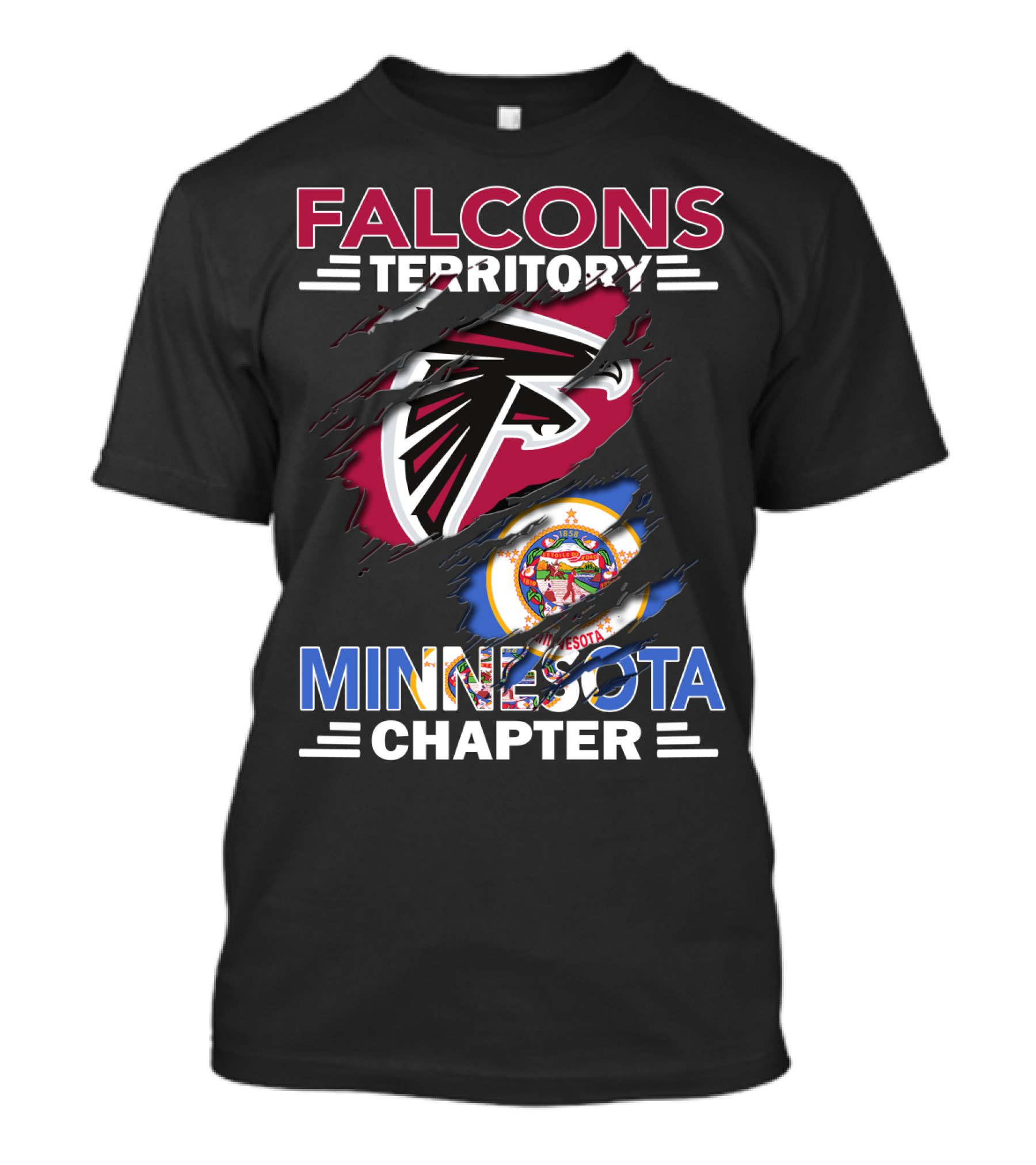 Falcons Territory Minnesota Chapter Sports Logo And State Emblem T-Shirt