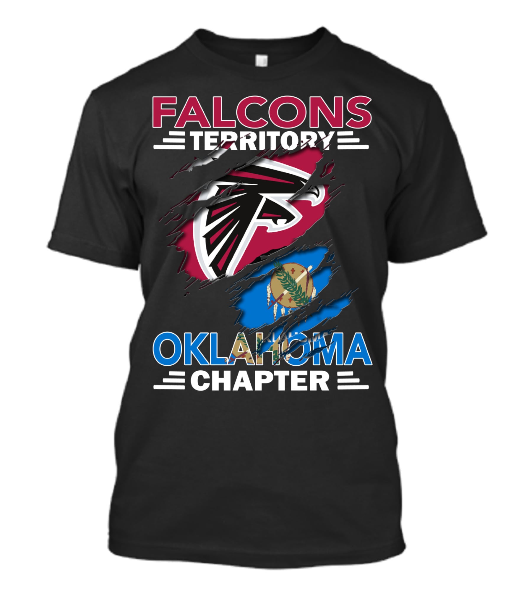 Falcons Territory Oklahoma Chapter Logo With Oklahoma State Flag Elements T-Shirt
