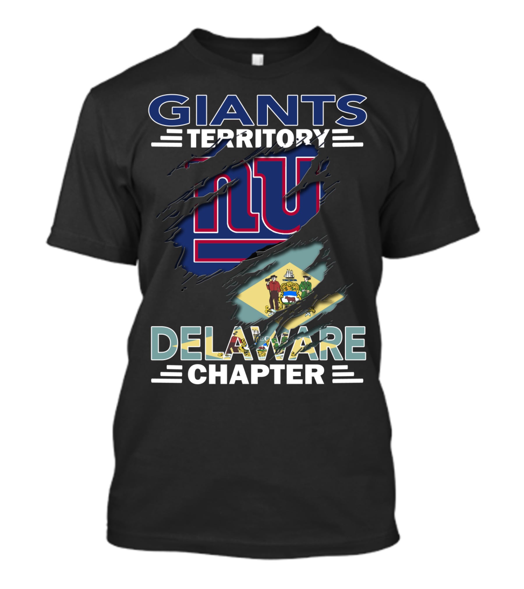 Giants Territory New York Delaware Chapter Logos And Flag T-Shirt