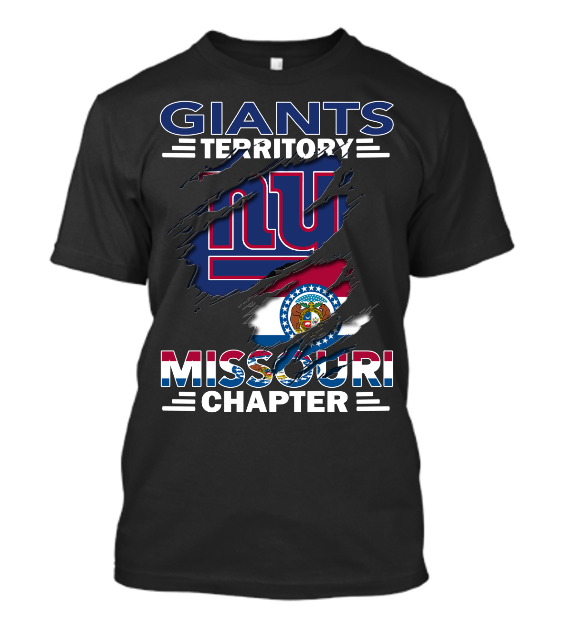 Giants Territory Missouri Chapter NY Logo With Missouri State Flag Elements T-Shirt