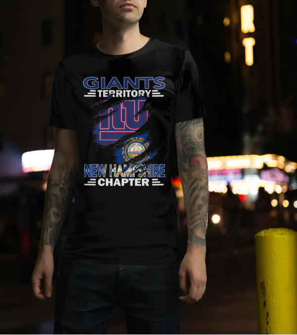 Giants Territory New Hampshire Chapter NFL Giants Logo New Hampshire Flag T-Shirt