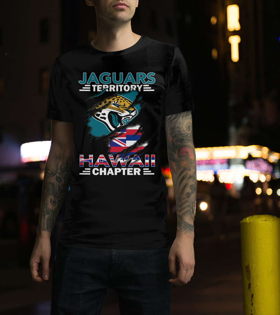 Jaguars Territory Hawaii Chapter Flag Rips With Jaguar T-Shirt