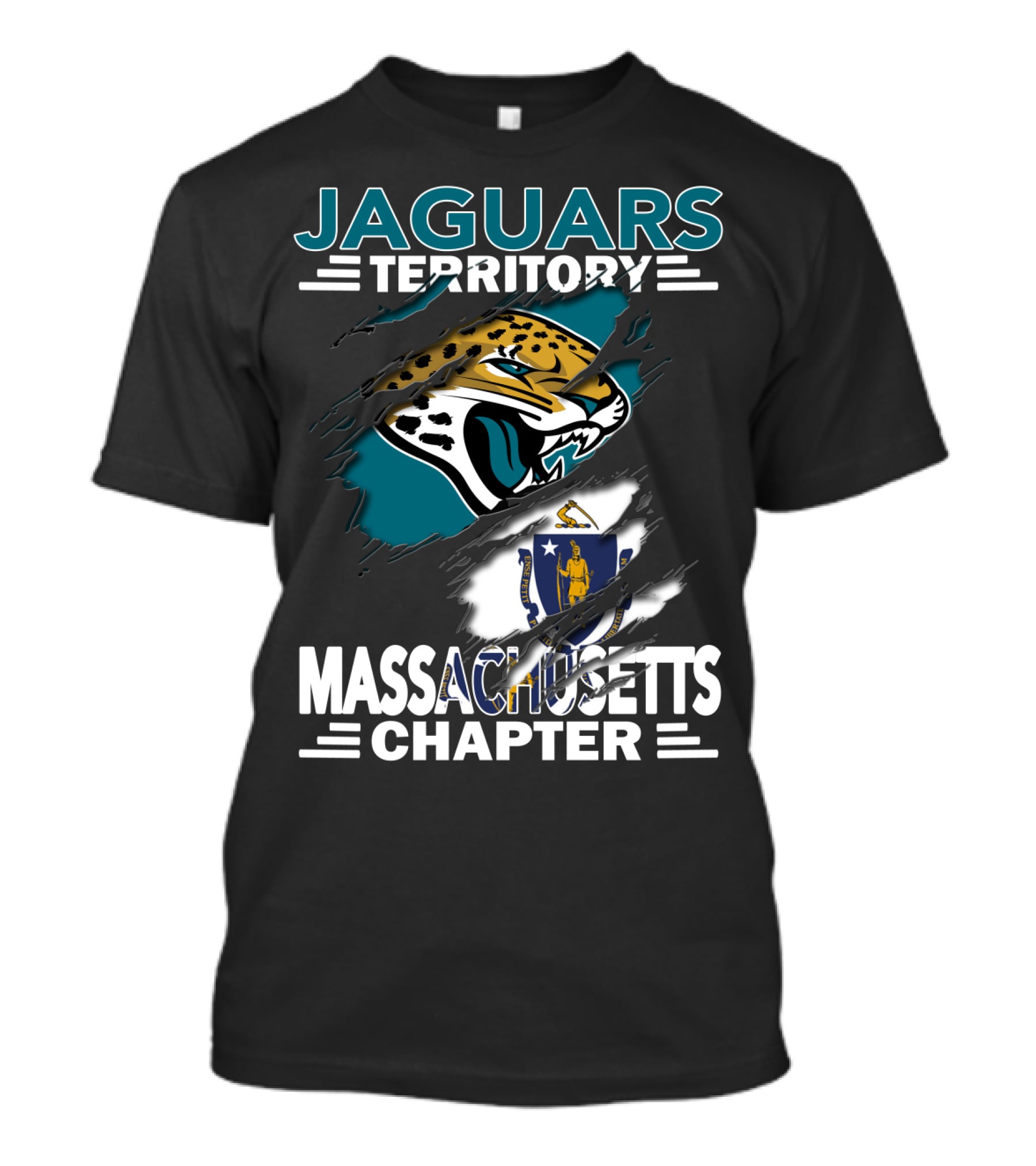 Jaguars Territory Massachusetts Chapter Jaguars Logo With Massachusetts Flag T-Shirt