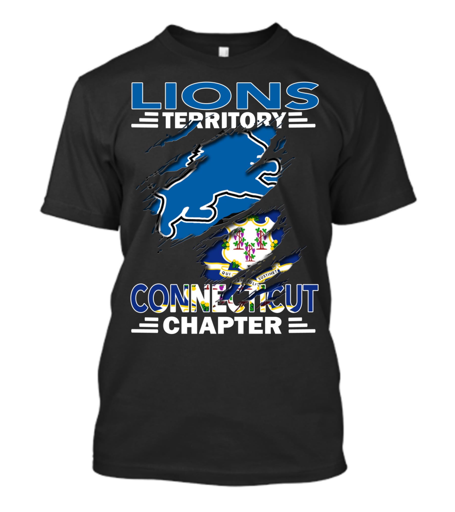 Lions Territory Connecticut Chapter State Crest Ripped T-Shirt