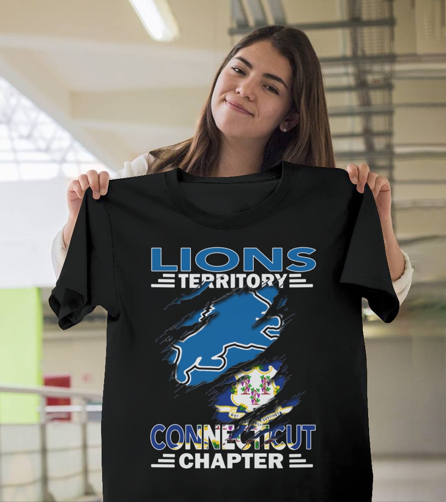 Lions Territory Connecticut Chapter State Crest Ripped T-Shirt