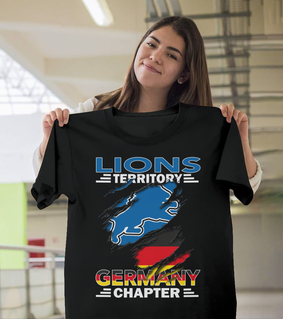 Lions Territory Germany Chapter Blue Lion German Flag Graphics T-Shirt