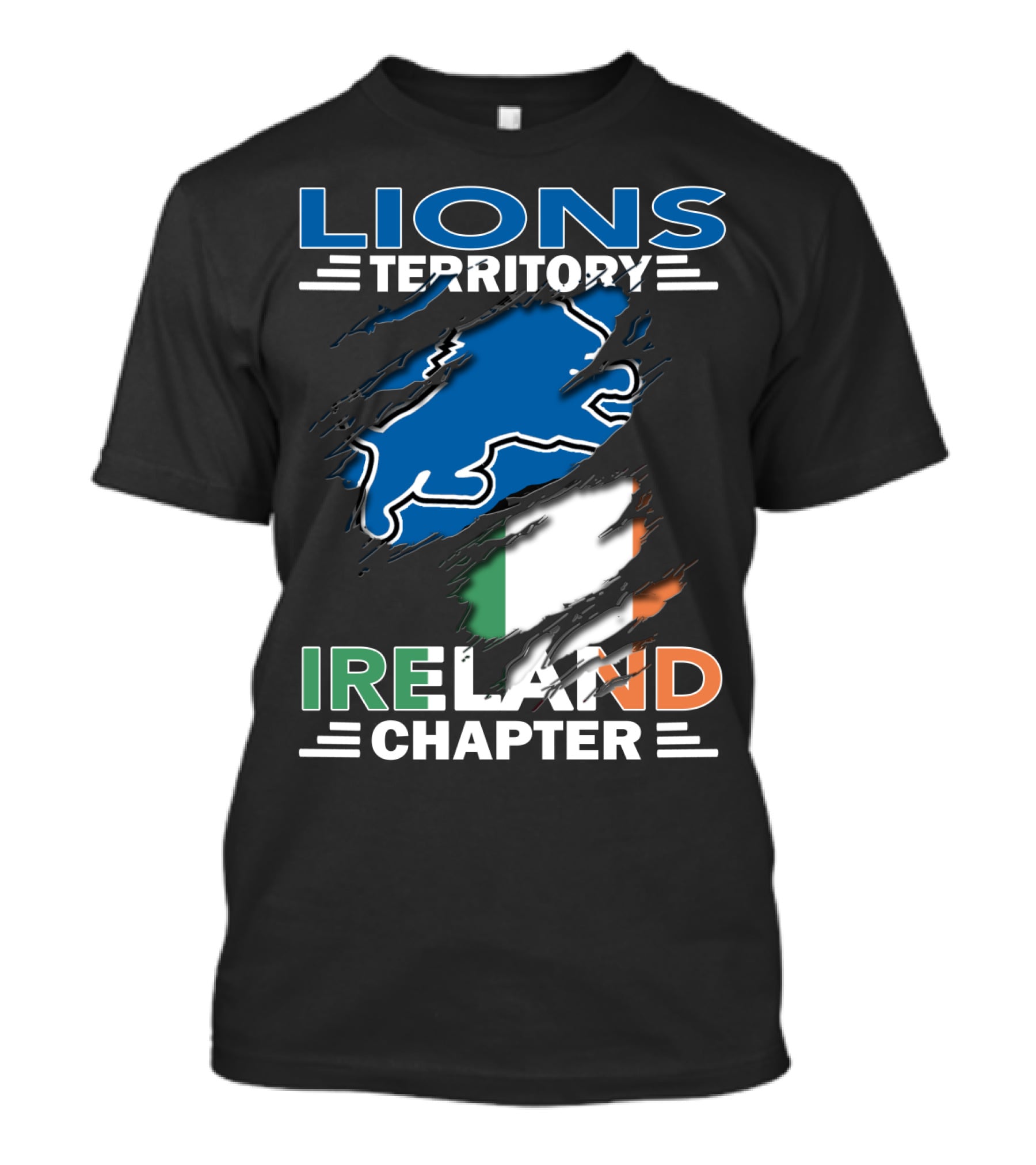 Lions Territory Detroit Ireland Chapter Irish Flag T-Shirt