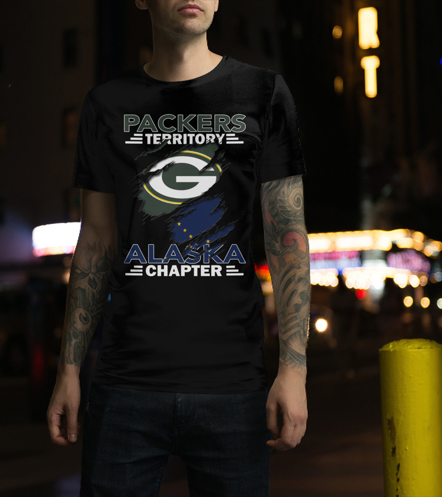 Packers Territory Alaska Chapter Green Bay Logo And Alaska Flag T-Shirt