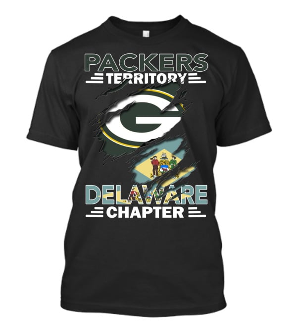Packers Territory Delaware Chapter Green Bay Football Team Delaware Flag T-Shirt