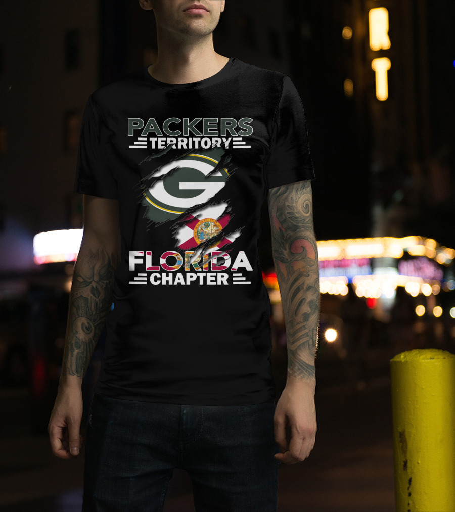 Packers Territory Florida Chapter Green Bay Logo And Florida State Flag T-Shirt