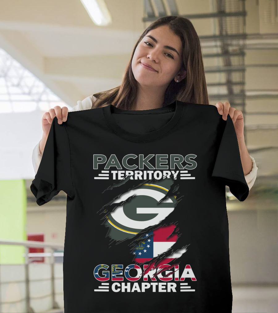 Packers Territory Georgia Chapter Green Bay Football Logo And Georgia Flag Integration T-Shirt