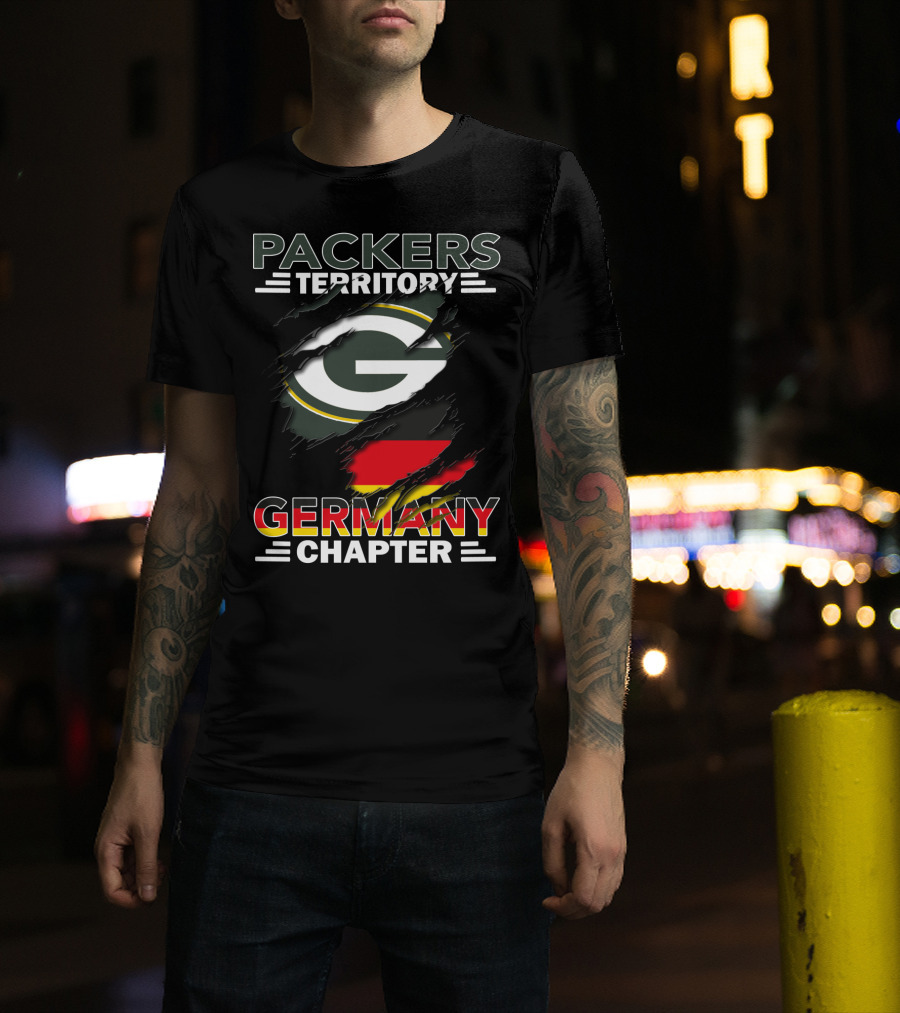 Packers Territory Germany Chapter Green Bay Logo With German Flag T-Shirt