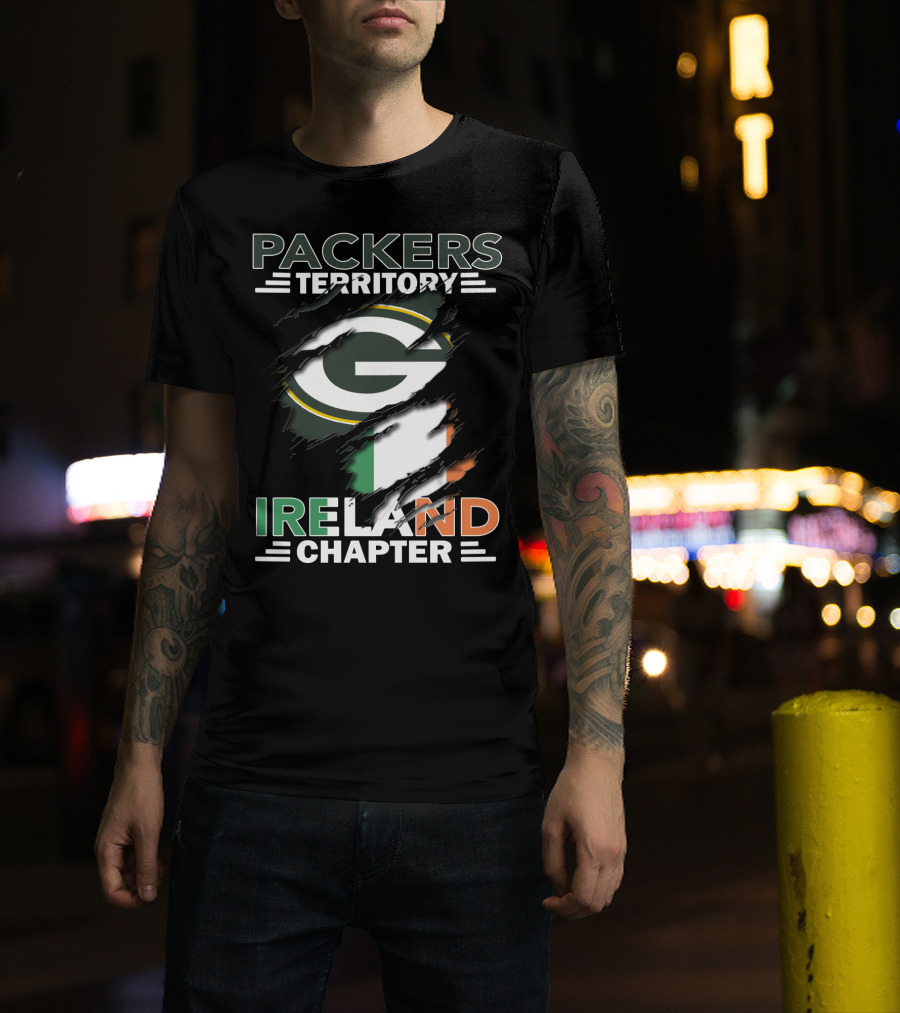 Packers Territory Ireland Chapter Green Bay Logo And Irish Flag T-Shirt