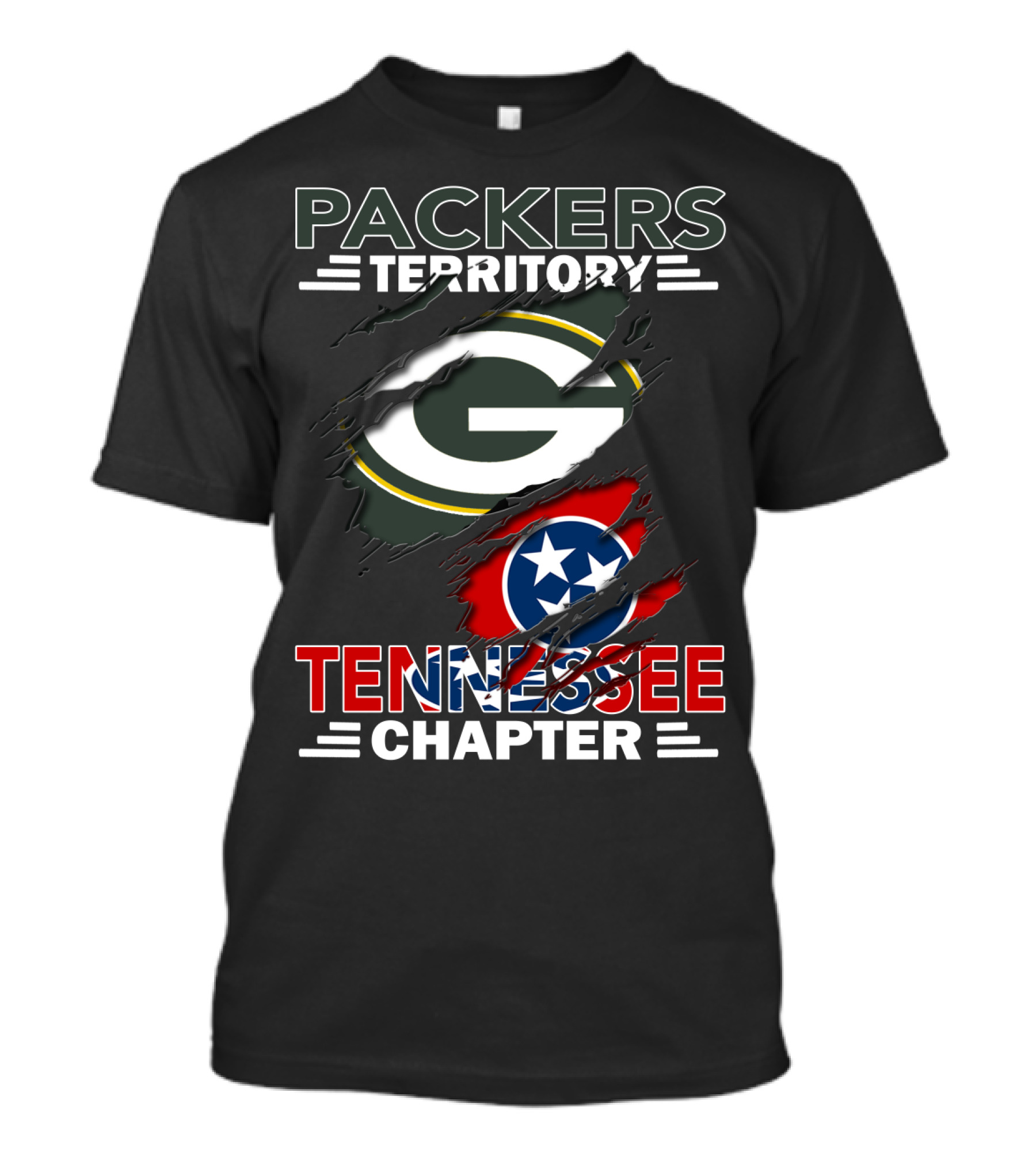 Packers Territory Tennessee Chapter Green Bay Logo Tennessee Flag T-Shirt