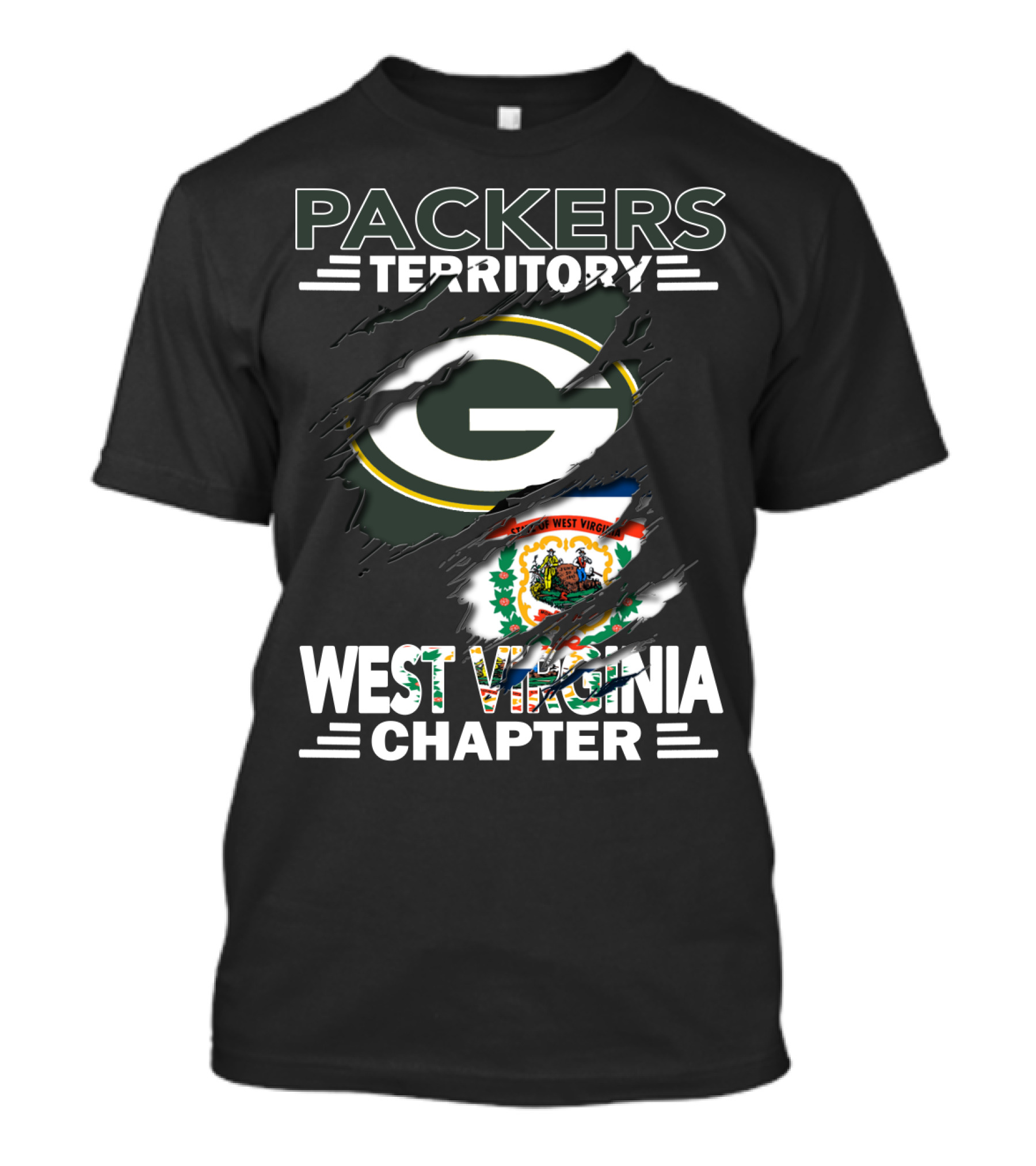 Packers Territory West Virginia Chapter Green Bay Packers Logo West Virginia Emblem T-Shirt