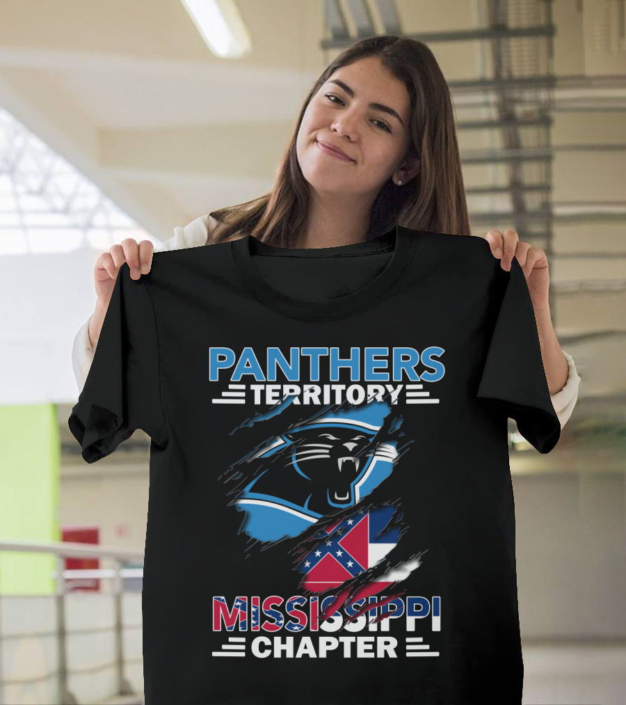 Panthers Territory Mississippi Chapter Flag and Panther Claw Mark Emblem T-Shirt